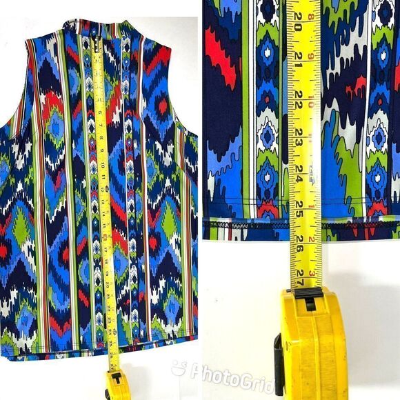 Jude Connally Womens Mock Neck Sleeveless Macy Top Sz Medium Ikat Geometric New - Picture 10 of 11